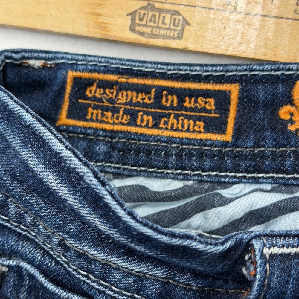 Rock Revival Womens Jessica Skinny Jeans Dark Wash Crystal Flap Pocket 29 Y2K - Picture 8 of 11